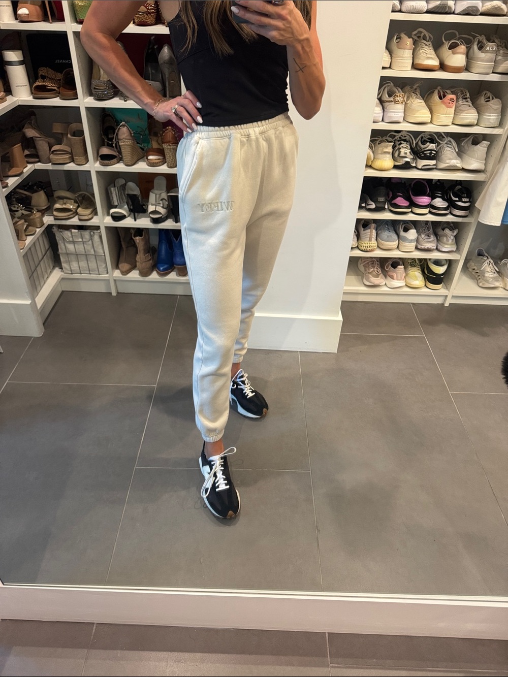 Women’s Wiefy Cream high waisted Jogger Sweatpants by Six Stories size Small